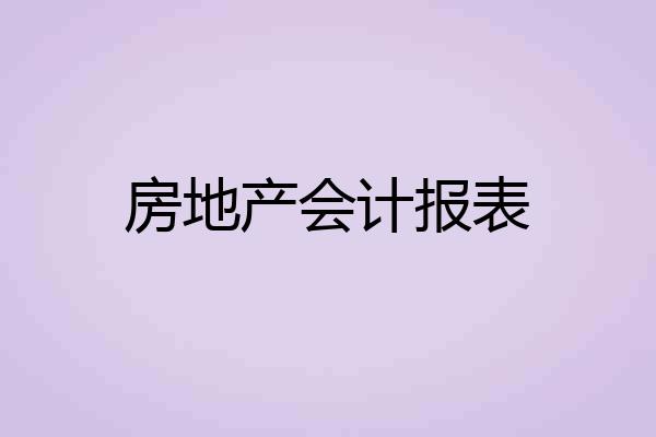 房地产会计报表