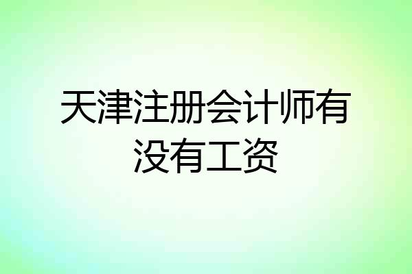 天津注册会计师有没有工资