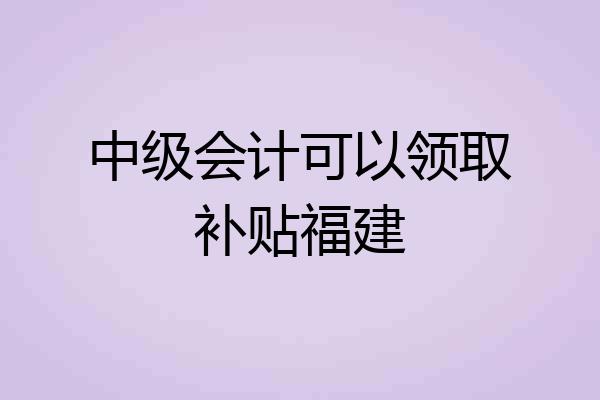 中级会计可以领取补贴福建