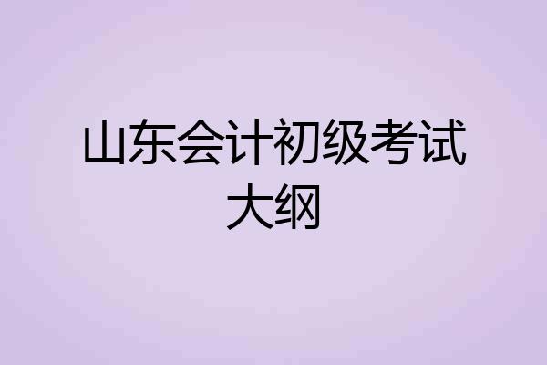 山东会计初级考试大纲