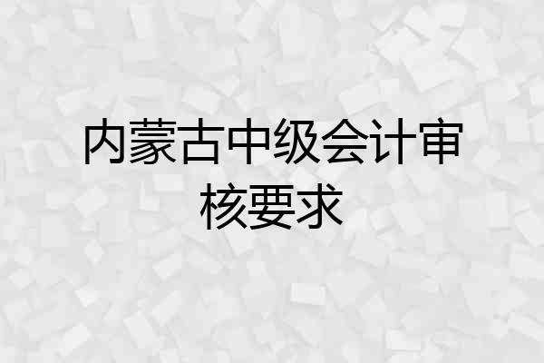 内蒙古中级会计审核要求