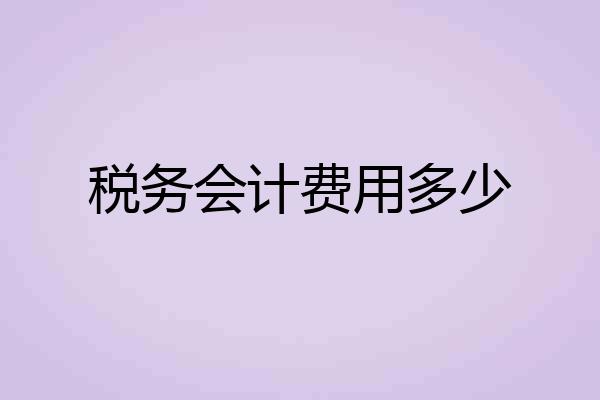 税务会计费用多少
