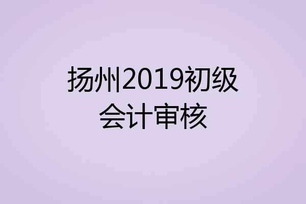 扬州2019初级会计审核