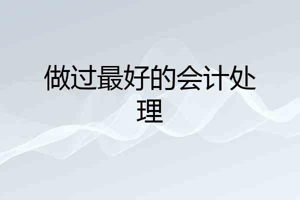 做过最好的会计处理