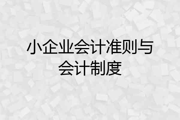 小企业会计准则与会计制度