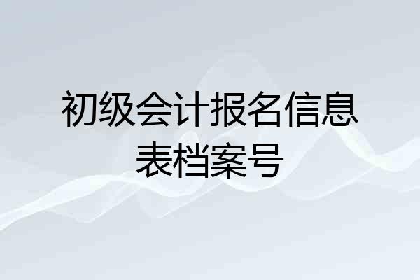初级会计报名信息表档案号