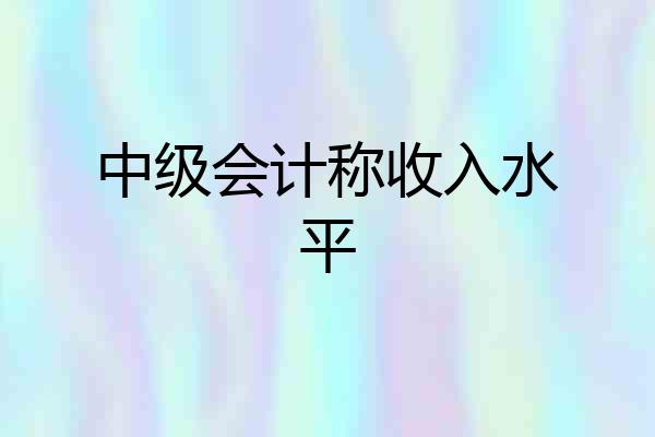 中级会计称收入水平