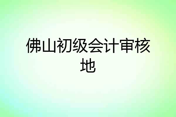 佛山初级会计审核地