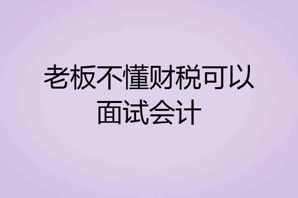老板不懂财税可以面试会计
