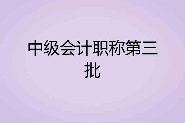 中级会计职称第三批