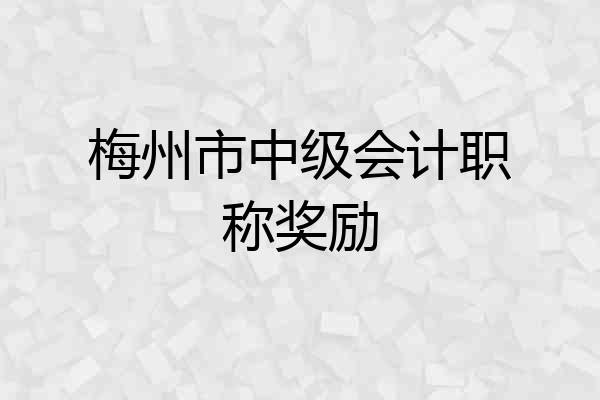 梅州市中级会计职称奖励