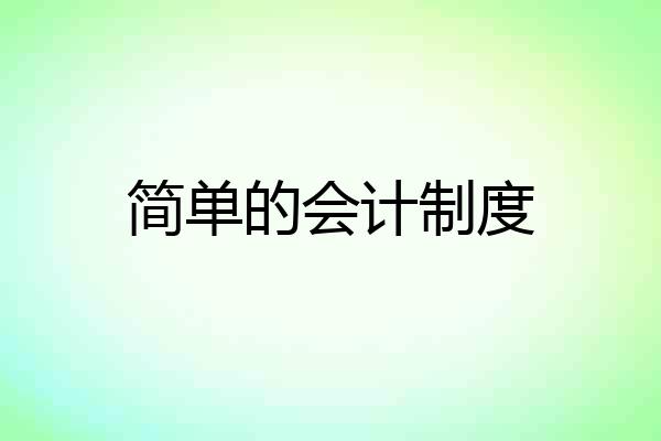 简单的会计制度