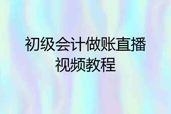 初级会计做账直播视频教程