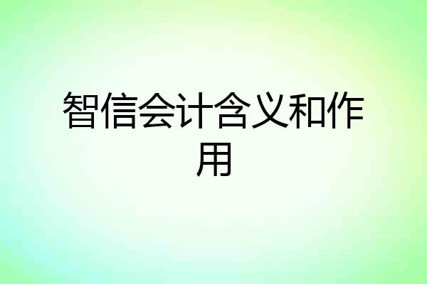 智信会计含义和作用