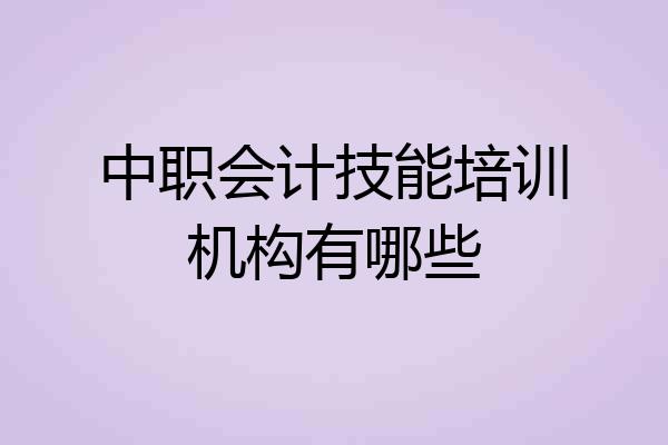 中职会计技能培训机构有哪些