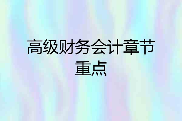高级财务会计章节重点
