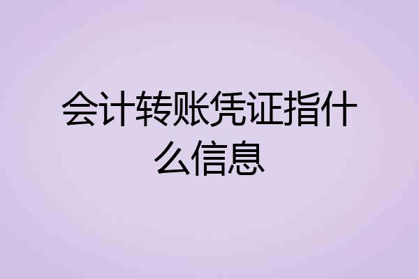会计转账凭证指什么信息