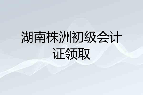 湖南株洲初级会计证领取