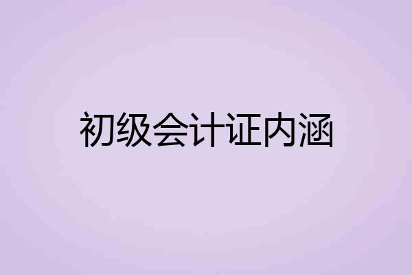 初级会计证内涵
