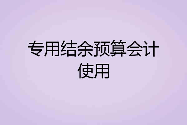专用结余预算会计使用