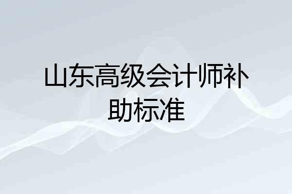 山东高级会计师补助标准
