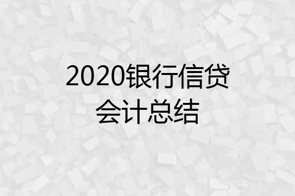 2020银行信贷会计总结