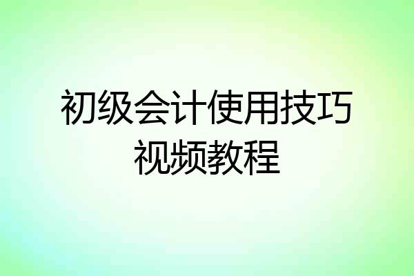 初级会计使用技巧视频教程