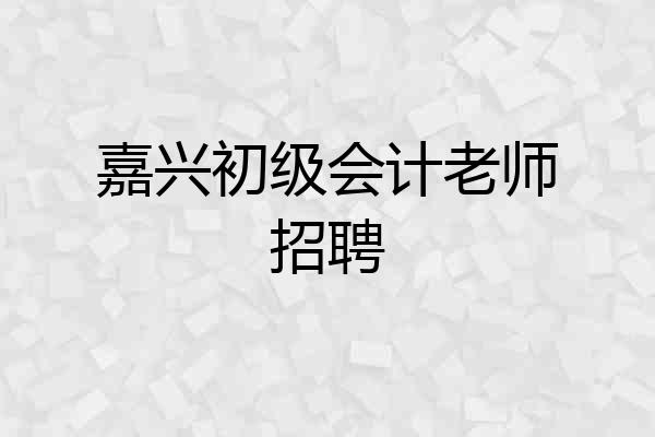 嘉兴初级会计老师招聘