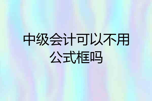 中级会计可以不用公式框吗
