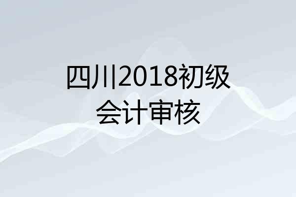 四川2018初级会计审核