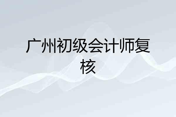 广州初级会计师复核