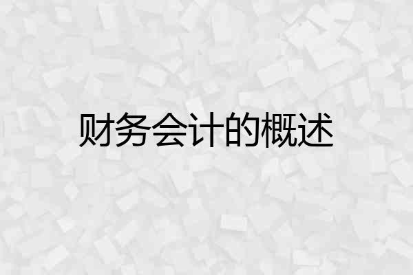 财务会计的概述