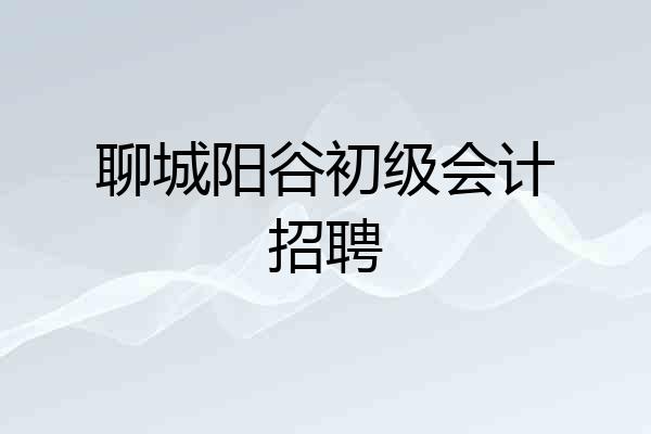 聊城阳谷初级会计招聘