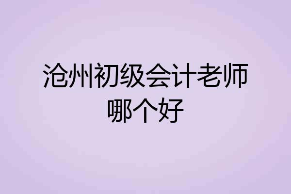 沧州初级会计老师哪个好