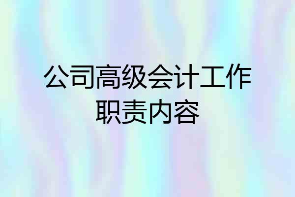公司高级会计工作职责内容