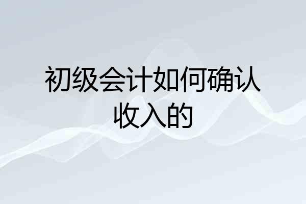 初级会计如何确认收入的