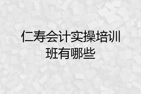 仁寿会计实操培训班有哪些