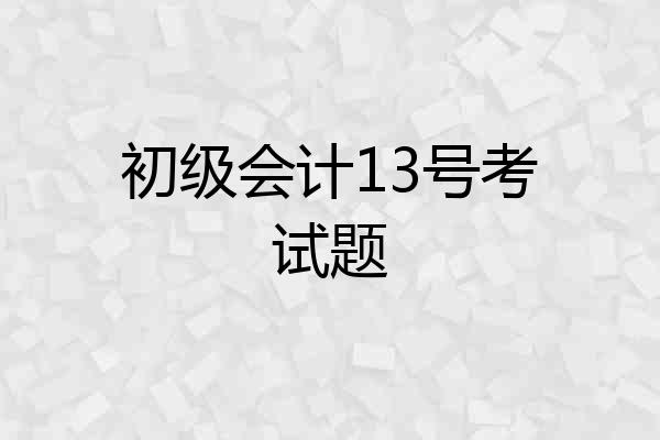初级会计13号考试题