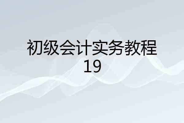 初级会计实务教程19