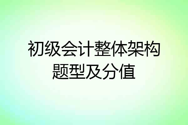 初级会计整体架构题型及分值