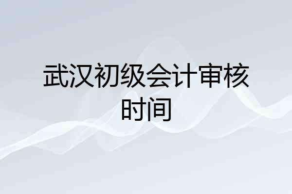 武汉初级会计审核时间