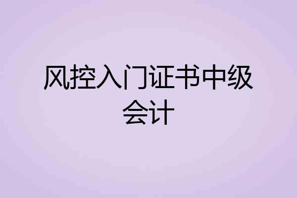 风控入门证书中级会计
