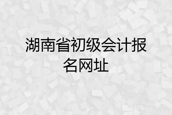 湖南省初级会计报名网址