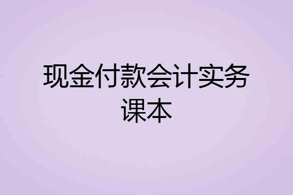 现金付款会计实务课本