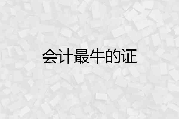 会计最牛的证