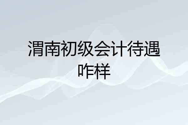 渭南初级会计待遇咋样