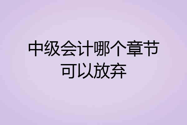 中级会计哪个章节可以放弃