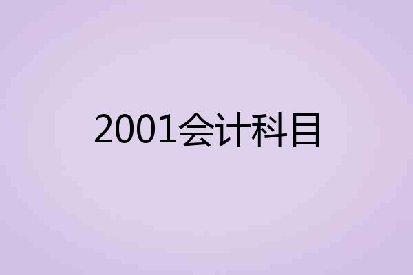 2001会计科目
