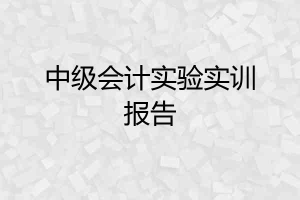 中级会计实验实训报告