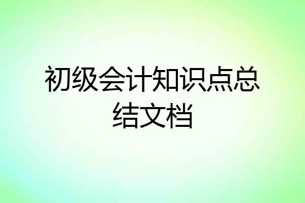初级会计知识点总结文档